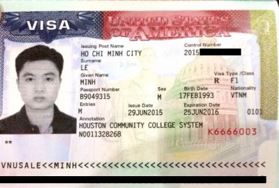 Visa du học sinh của bạn Lê Minh